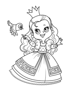 Princess Little Bird Sweet Kids Coloring Pages Pdf, Free Vectors File